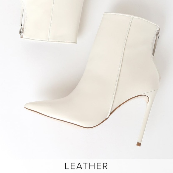 Via Off White Leather High Heel Ankle Boots - Picture 4 of 4